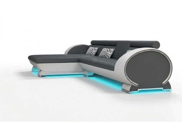 SOFA SKÓRZANA Narożnikowa kanapa Zestaw sofowy PROJEKTANTOWA COUCH BAR SOFA FUNKCYJNA z USB Podkładka