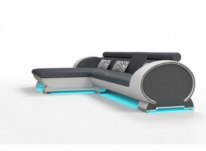 SOFA SKÓRZANA Narożnikowa kanapa Zestaw sofowy PROJEKTANTOWA COUCH BAR SOFA FUNKCYJNA z USB Podkładka