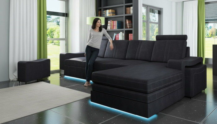 Kanapa materiałowa z sofą USB Podkładka Ustawić Narożnik Nowa kanapa tekstylna narożna sofa materiałowa