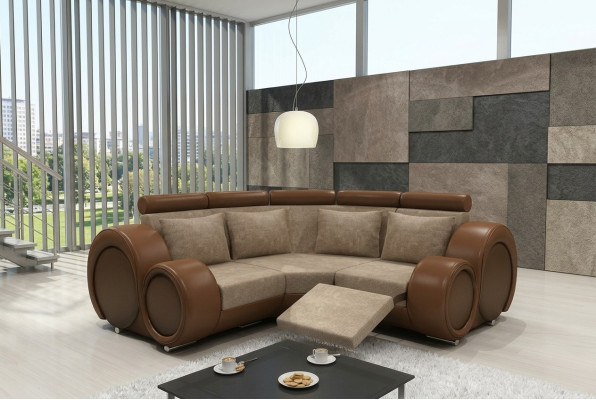 TKANINA SOFA Włókienniczy Żywy krajobraz SOFA BERLINX Funkcja relaksu COUCH Narożnikowa kanapa z USB