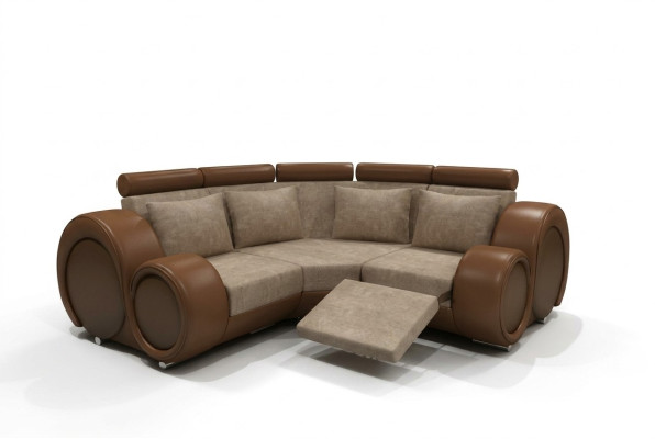 TKANINA SOFA Włókienniczy Żywy krajobraz SOFA BERLINX Funkcja relaksu COUCH Narożnikowa kanapa z USB