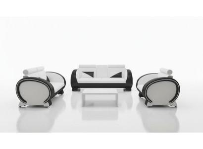 SOFA SKÓRZANA z USB DESIGNER SOFA Ustawić 3+1 COUCH ZESTAW TAPICERÓW Podkładka SOFA