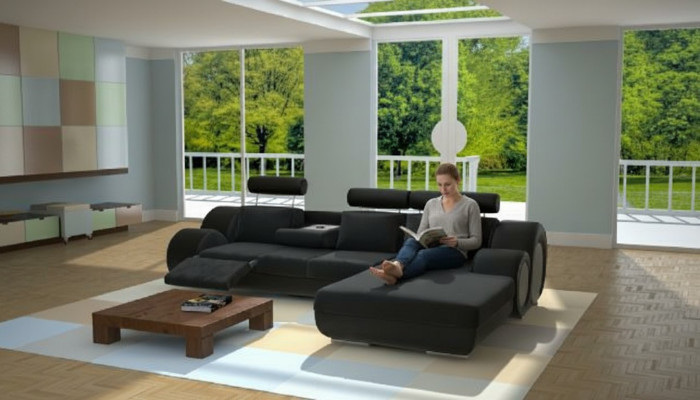 Designerska Sofa Kanapa Podkładka Sofa Skórzana +USB Nowy Ustaw Żywy krajobraz Narożnik