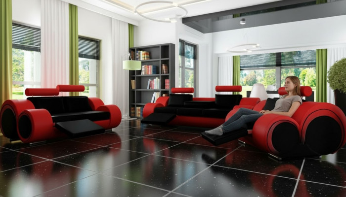 Sofa BERLIN Podkładka Couch Ustawić 3+2 Siedziba Sofa Designerska Sofa Skórzana z USB Nowość