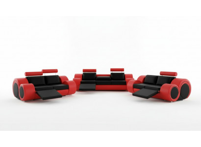 Sofa BERLIN Podkładka Couch Ustawić 3+2 Siedziba Sofa Designerska Sofa Skórzana z USB Nowość