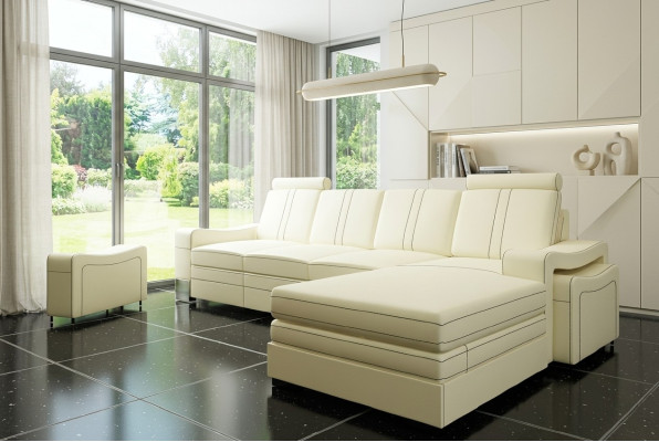 SKÓRZANA SOFA SKÓRZANA KANAPA SKÓRZANA NAROŻNIK Żywy krajobraz z USB, NOWOŚĆ Ustawić SOFA XXL
