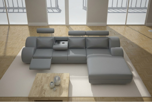 Projektant Ustawić Żywy krajobraz Narożnik Sofa USB Podkładka Skórzana Sofa Sofy Szara