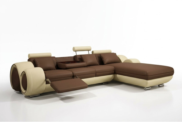 Opatentowana konstrukcja Narożnikowa kanapa Sofa +USB,Podkładka Skóra Narożnik BERLIN Żywy krajobraz