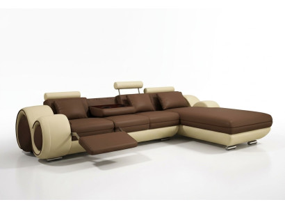 Opatentowana konstrukcja Narożnikowa kanapa Sofa +USB,Podkładka Skóra Narożnik BERLIN Żywy krajobraz