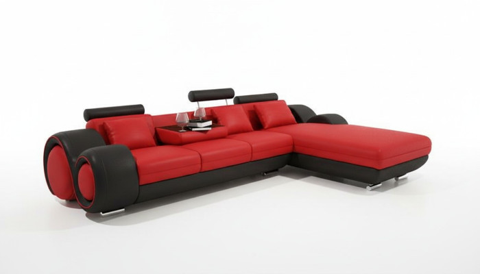 Opatentowana konstrukcja Narożnikowa kanapa Sofa + USB,Podkładka Skóra Narożnik BERLIN Żywy krajobraz