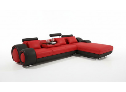 Opatentowana konstrukcja Narożnikowa kanapa Sofa + USB,Podkładka Skóra Narożnik BERLIN Żywy krajobraz