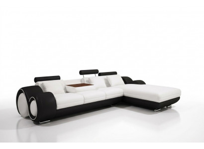 Opatentowana konstrukcja Narożnikowa kanapa Sofa + USB Podkładka Skóra Narożnik Żywy krajobraz BERLIN