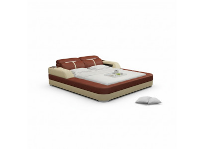 Luksusowe skórzane łóżko USB Design Łóżka tapicerowane Podwójne nowoczesne małżeństwo 140/160/180 LB8823
