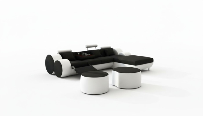 PROJEKTANT SKÓRZANA SOFA Ustawić z USB,Skóra Narożnikowa kanapa Żywy krajobraz SKÓRZANA SOFA