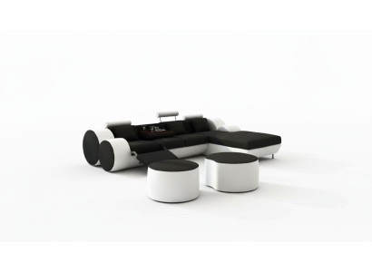 PROJEKTANT SKÓRZANA SOFA Ustawić z USB,Skóra Narożnikowa kanapa Żywy krajobraz SKÓRZANA SOFA