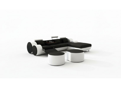PROJEKTANT SKÓRZANA SOFA Ustawić z USB,Skóra Narożnikowa kanapa Żywy krajobraz SKÓRZANA SOFA