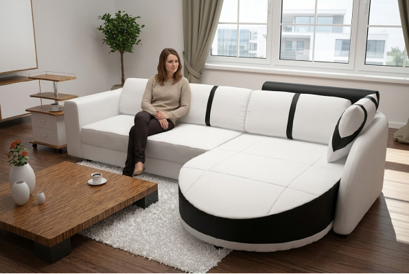 SOFA SKÓRZANA Narożnikowa kanapa z funkcją łóżka SOFA PROJEKTANTOWA SOFA SOFA SKÓRZANA NAROŻNIK NA USB