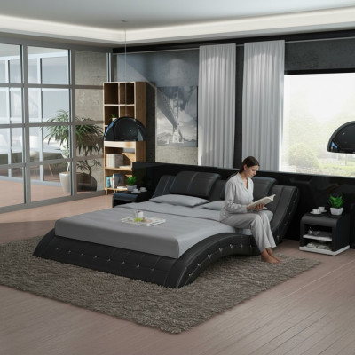 Luksusowa Skóra Łóżko z USB Podkładka łóżka Double Modern Marriage 140/160/180 cm