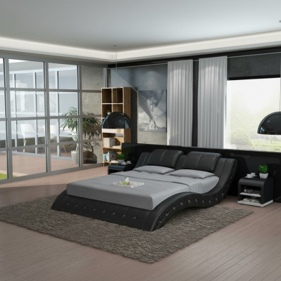 Luksusowa Skóra Łóżko USB Design Podkładka łóżka Double Modern Marriage 140/160/180 LB8824