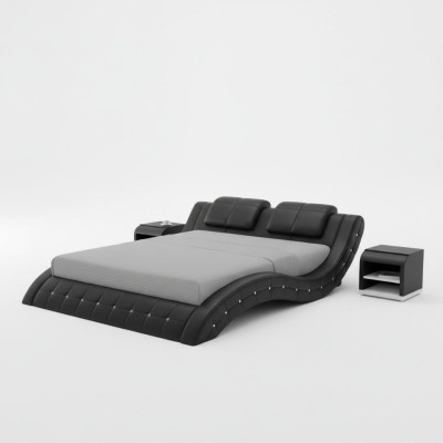 Luksusowa Skóra Łóżko USB Design Podkładka łóżka Double Modern Marriage 140/160/180 LB8824