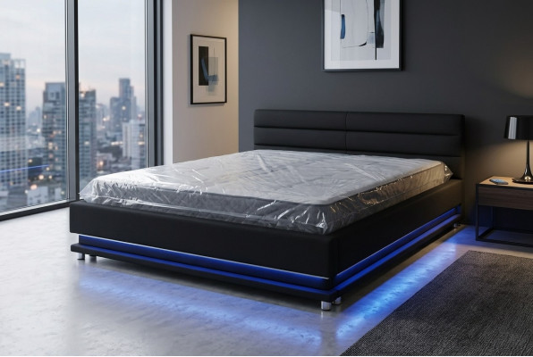 Luksusowa Skóra Design Podkładka do łóżka Double z USB 140/160/180/200 cm Łóżko