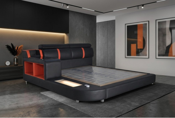 Design Luxury Łóżko Podkładka Małżeńska Łóżko Hotelowe z USB Skóra 140/160/180/200