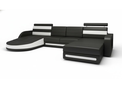 Narożnikowa kanapa Sofa z USB,Podkładka U Form Żywy krajobraz Narożnikowa kanapa Xxl Czarny Nowość