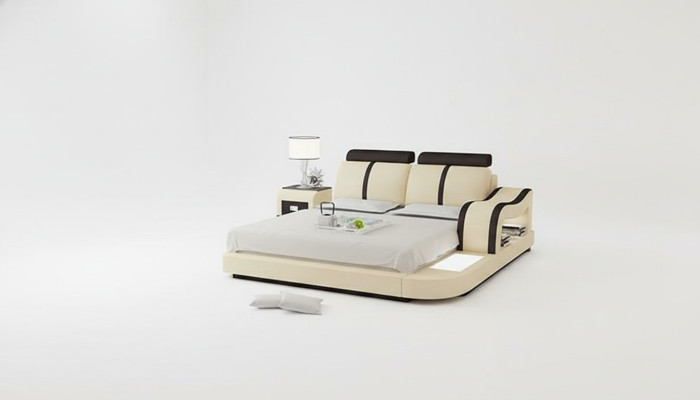 Design Łóżko XXL Duże łóżko Skóra Hotel Podkładka 180x200 Wielofunkcyjna Półka USB