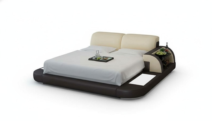 Design Łóżko XXL Duże łóżko Skóra Hotel Podkładka 180x200 Wielofunkcyjna Półka USB