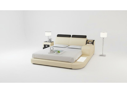 Design Łóżko XXL Duże łóżko Skóra Hotel Podkładka 160x200cm Wielofunkcyjna Półka USB