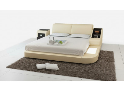 Design Łóżko XXL Duże łóżko Skóra Hotel Podkładka 160x200cm Wielofunkcyjna Półka USB