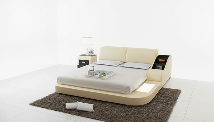 Design Łóżko XXL Duże łóżko Skóra Podkładka Hotelowa 160x200cm Wielofunkcyjna Półka USB