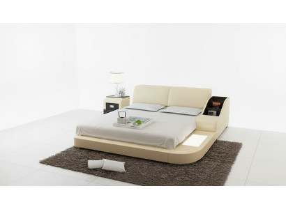 Design Łóżko XXL Duże łóżko Skóra Podkładka Hotelowa 160x200cm Wielofunkcyjna Półka USB