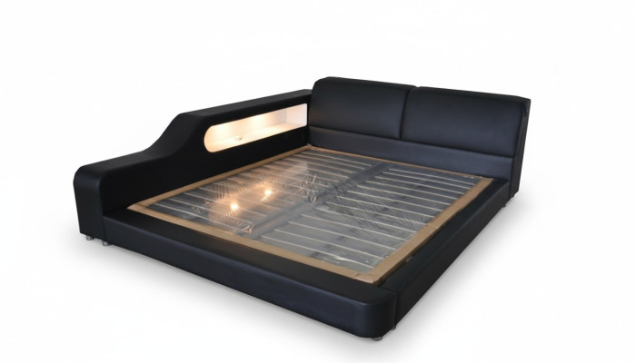 Design Łóżko XXL Duże łóżko Skóra Podkładka Hotelowa 200x200cm Wielofunkcyjna Półka USB