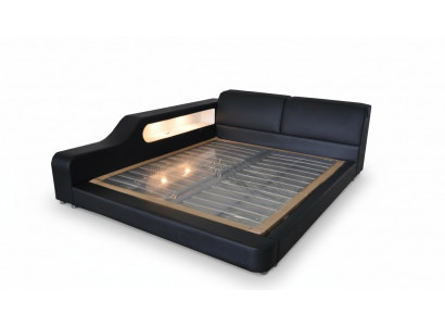 Design Łóżko XXL Duże łóżko Skóra Podkładka Hotelowa 200x200cm Wielofunkcyjna Półka USB