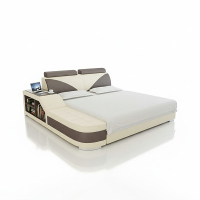 Design Podkładka Podwójne łóżko Nowoczesna Sypialnia łóżka 140x200cm + USB & Polka
