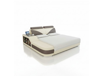 Design Podkładka Podwójne łóżko Nowoczesna Sypialnia łóżka 140x200cm + USB & Polka