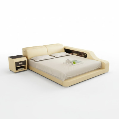 Design Podkładka Podwójne łóżko Nowoczesne łóżko Sypialnia 200x210cm z USB & Polka