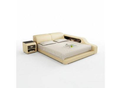 Design Podkładka Podwójne łóżko Nowoczesne łóżko Sypialnia 200x210cm z USB & Polka