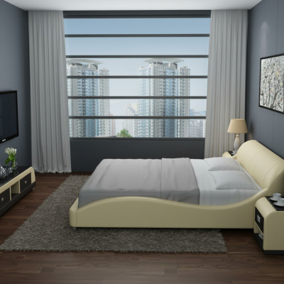 Design Podkładka Double Bed Nowoczesne łóżka Sypialnia z USB & Polka 200x210 cm