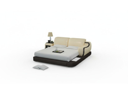 Design Łóżko XXL Duże łóżko Hotel Podkładka 200x200 Wielofunkcyjna Półka USB Skóra