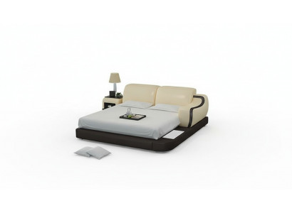 Design Łóżko XXL Duże łóżko Hotel Podkładka 200x200 Wielofunkcyjna Półka USB Skóra