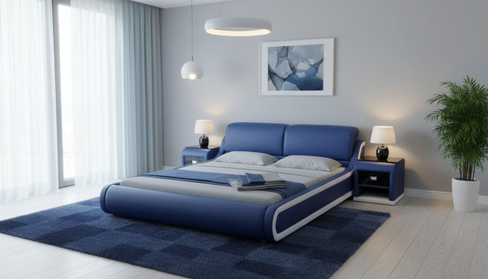 Double Luxury Skóra Łóżko + USB Podkładka do łóżka Wielofunkcyjna LB8835