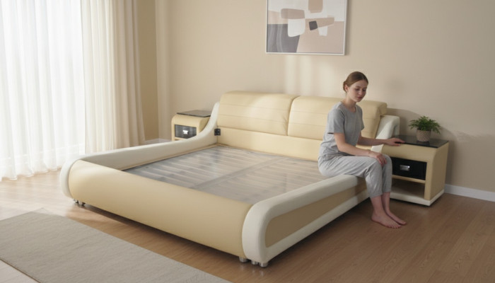 Double Luxury Skóra Łóżko + USB Podkładka do łóżka Wielofunkcyjna LB8831