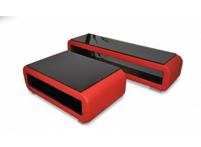 Designerski stolik kawowy Podkładka Skóra Szkło Modern Tabela CT9010 + RTV TS1010 +USB