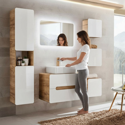 Projekt Łazienka Meble łazienkowe 6 sztuk. Zestaw Ustawić Szafę Deco Umywalkę
