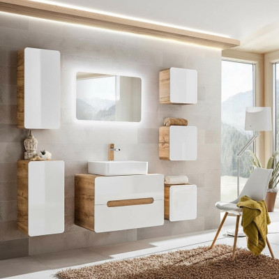 Design Łazienka Meble Łazienka 7 szt. Zestaw Ustawić Szafę Umywalkową