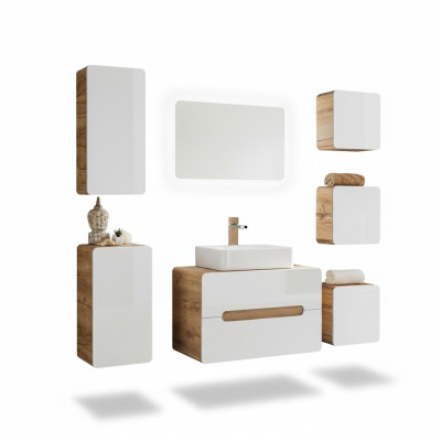 Design Łazienka Meble Łazienka 7 szt. Zestaw Ustawić Szafę Umywalkową