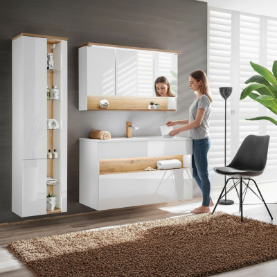 Design Łazienka Meble łazienkowe 3 szt. Zestaw Ustawić Szafę Umywalkową Oświetlenie