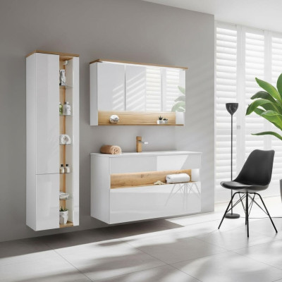 Design Łazienka Meble łazienkowe 3 szt. Zestaw Ustawić Szafę Umywalkową Oświetlenie